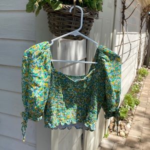 Faithful the Brand spring cropped floral blouse